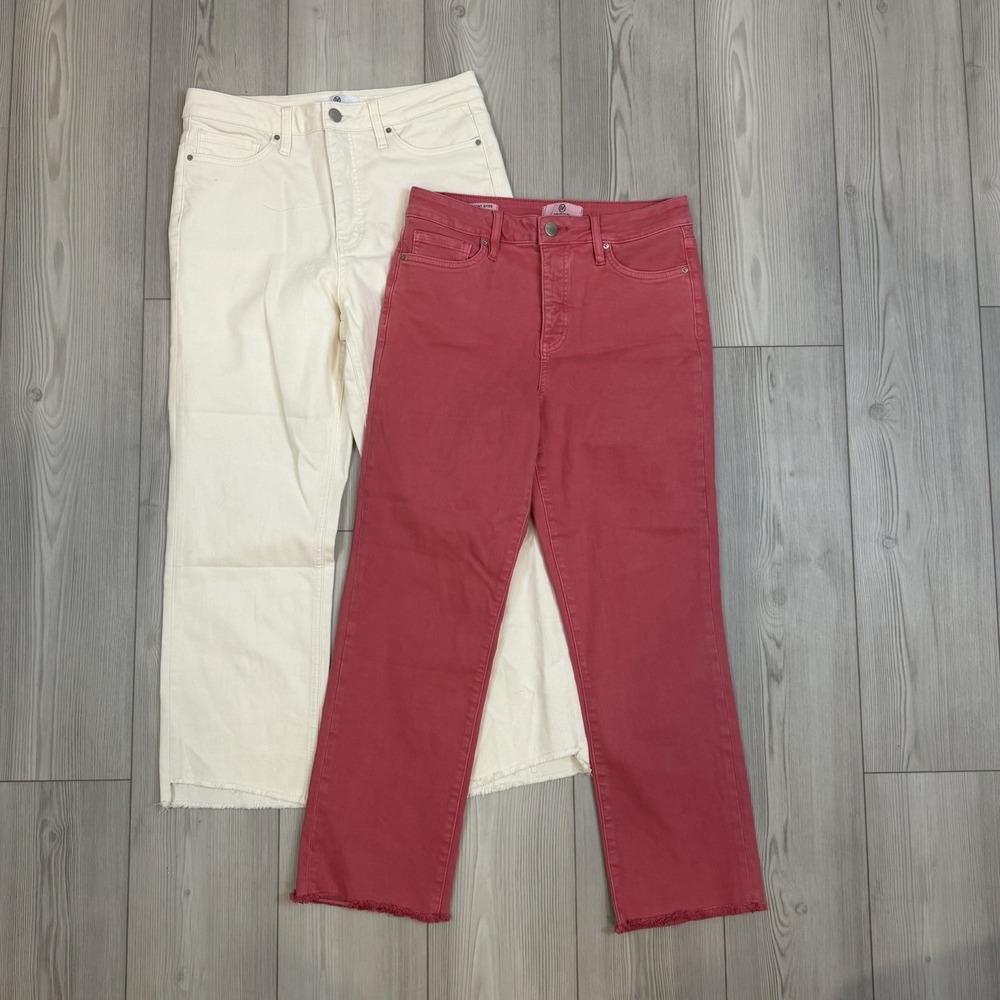 Lot Of 2 RFM Los Angeles Ivory‎ & Red Garment Dyed HR Straight Leg Jeans 30x26